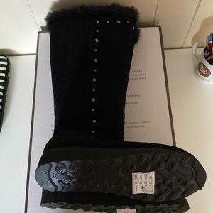 Black Suede Fuzzy Boots!!